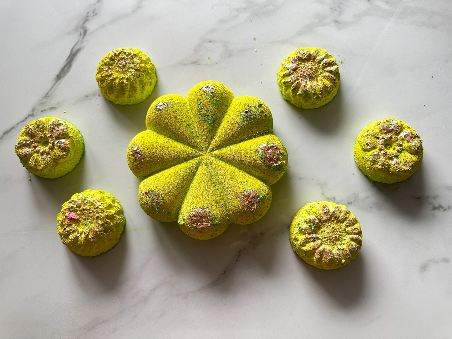 Neon Green Flower Crush Set (Set of 7)