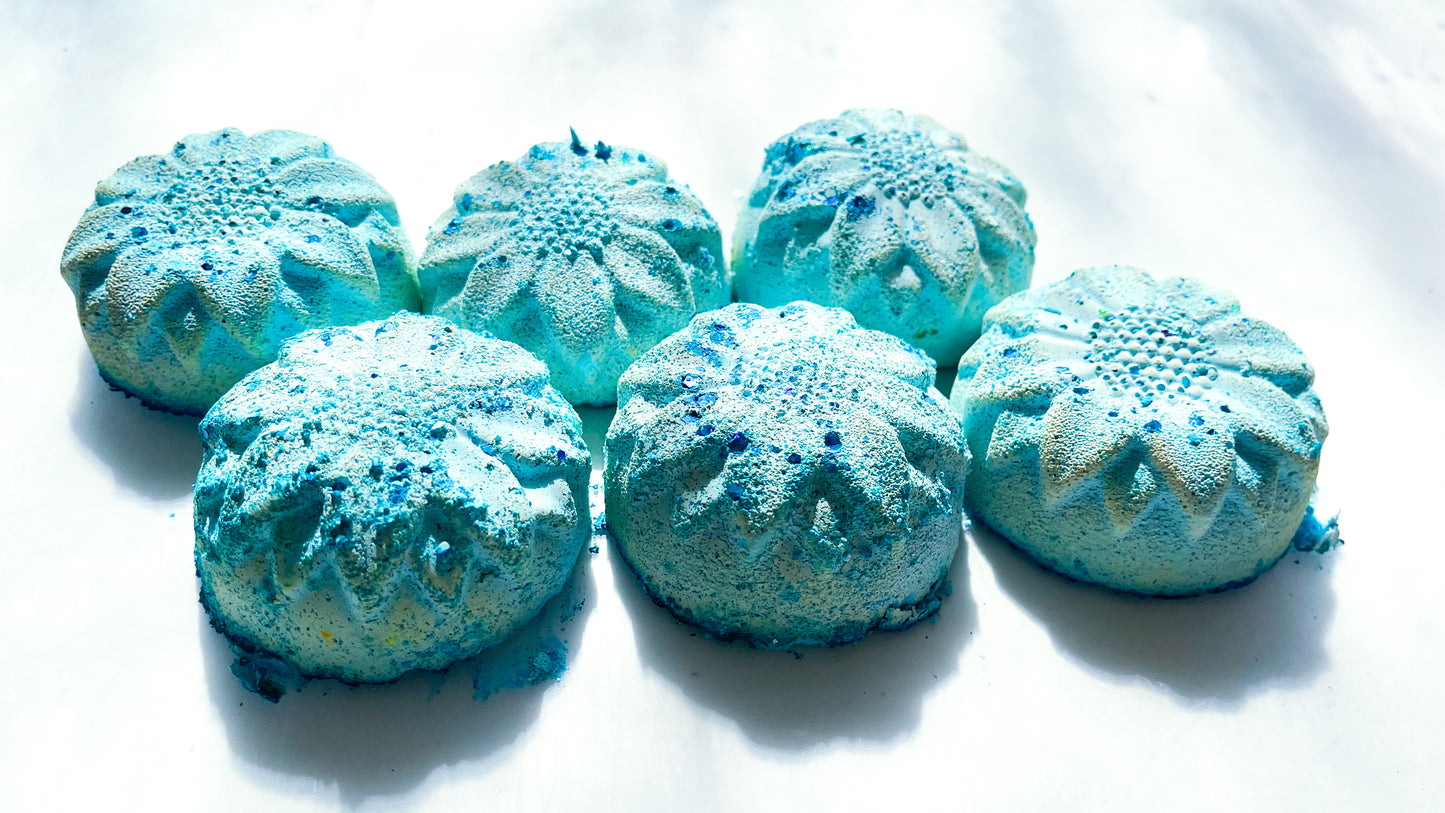 Sky Blue Round Flowers *Set of 6*