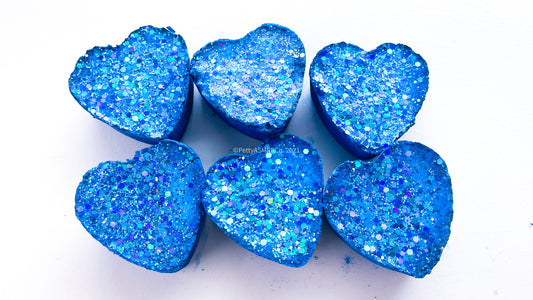Super Blue Glitter Hearts (Set of 6)
