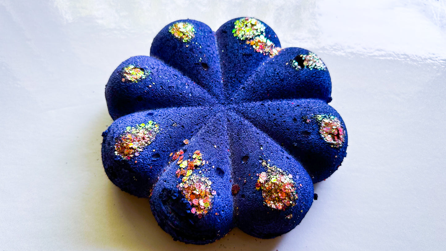 Blurple Gold Glitter Large Spiral Bun