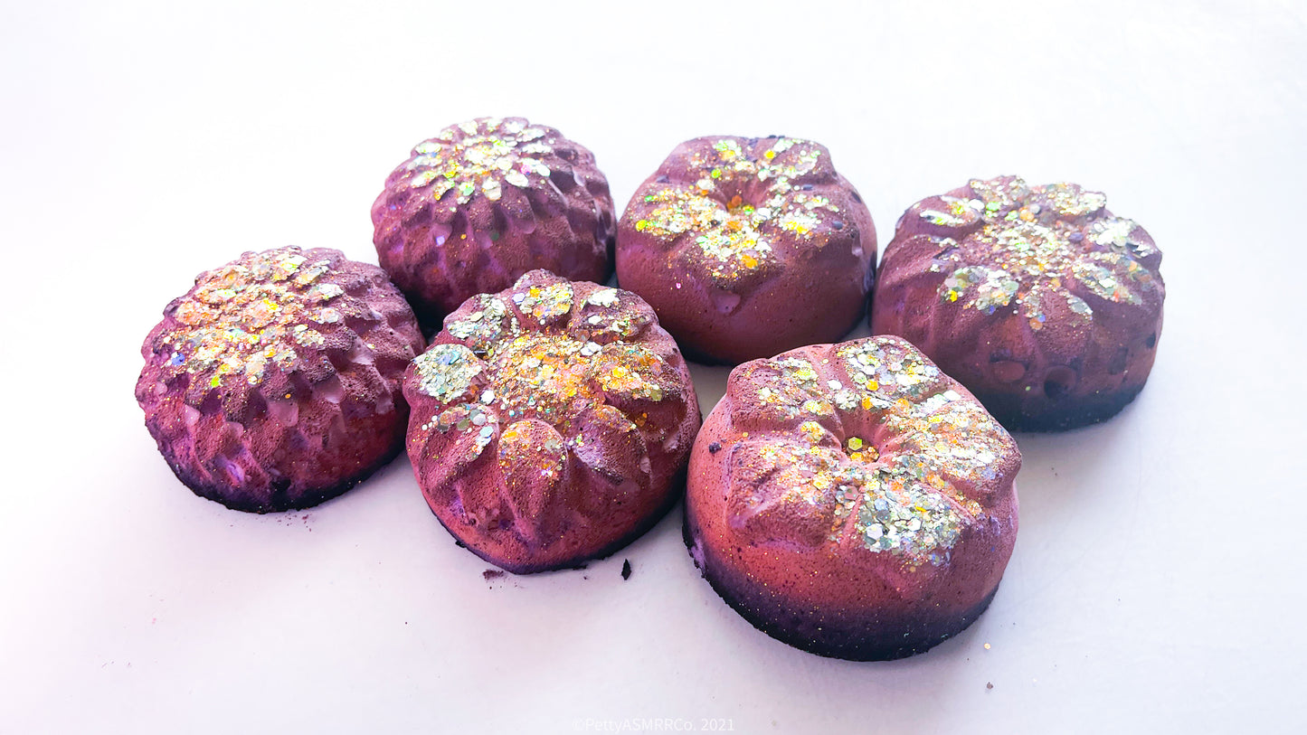 Dusty Purple and Gold Flowers (Set of 6)