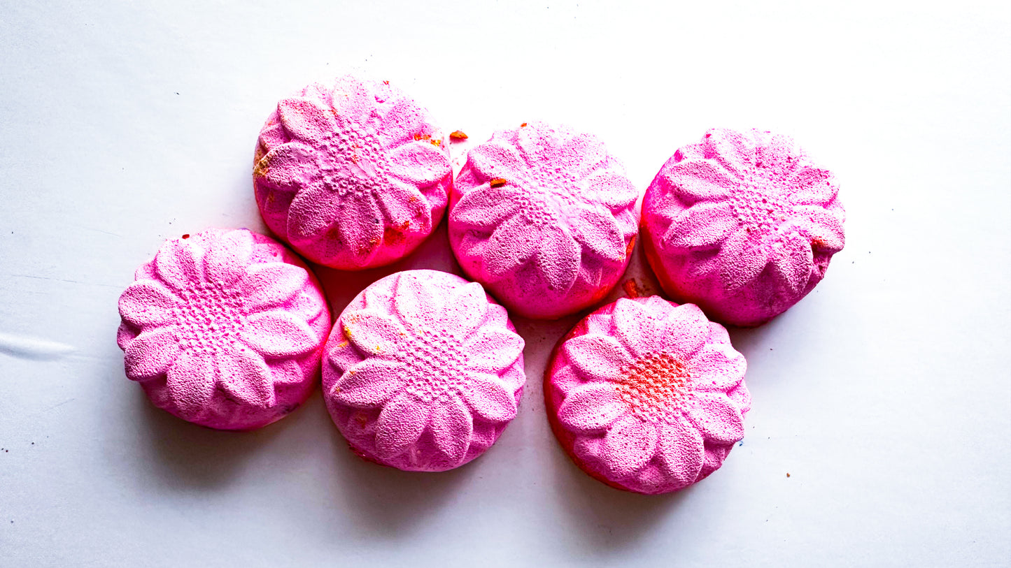 Pink Peach Round Flowers *Set of 6*