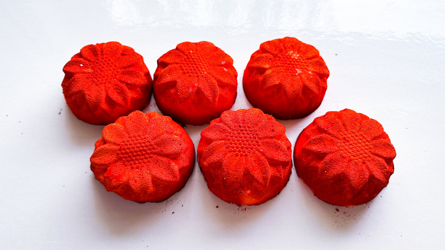 Ruby Red Round Flowers *Set of 6*