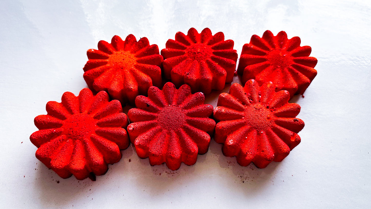 Ruby Red Spiral Flowers * Set of 6 *