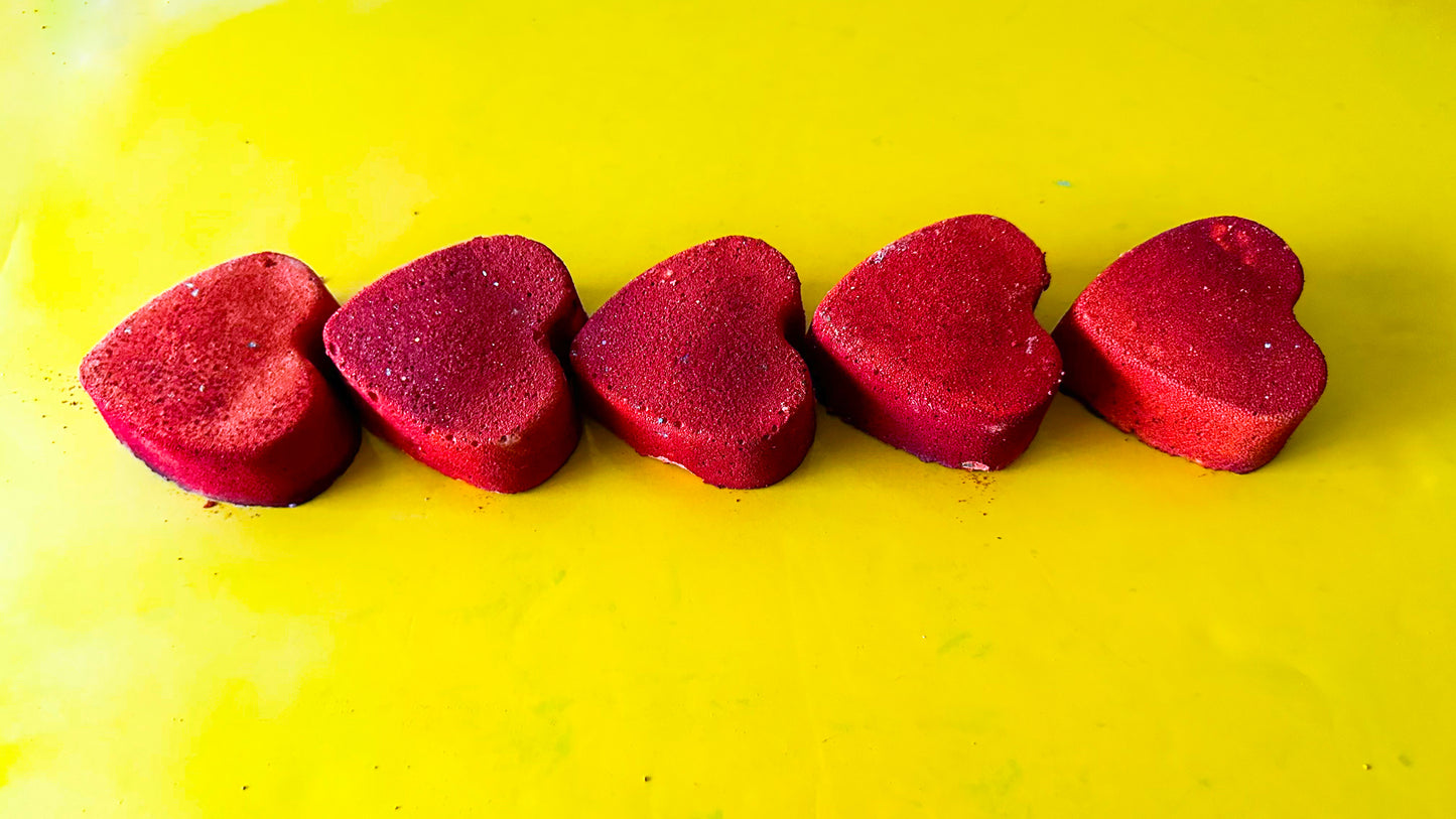 Strawberry Red Hearts (Set of 5 )