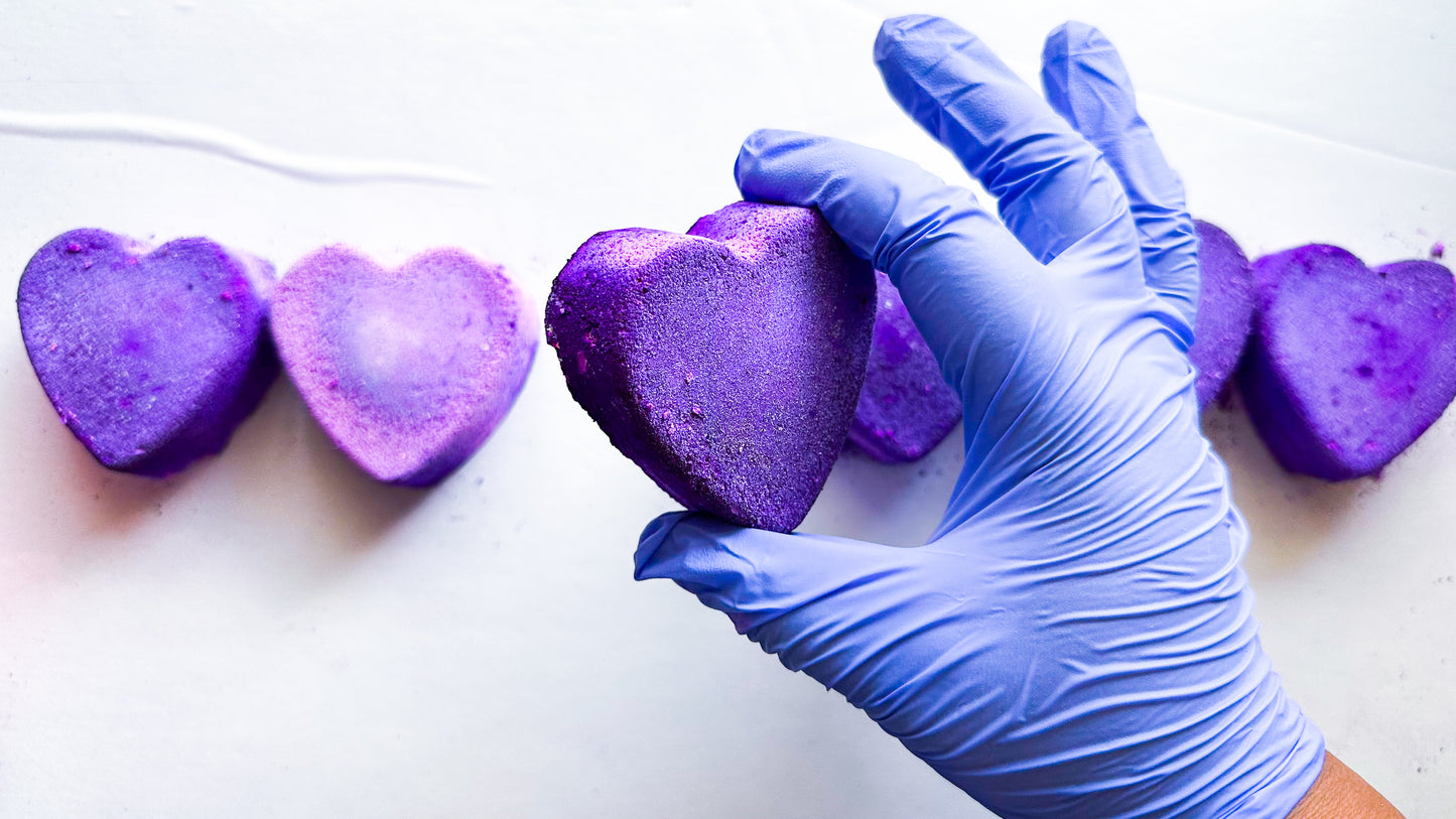 Neon Purple Glitter Hearts (Set of 6)