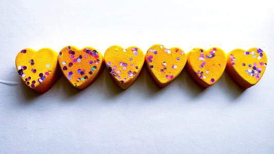 Peach Strawberry Glitter Hearts *Set of 6*