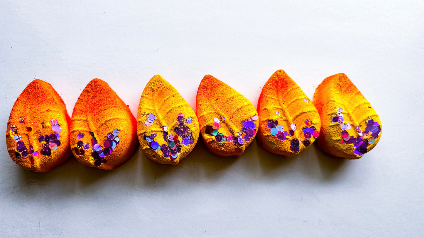 Peach Strawberry Glitter Leaves *Set of 6*