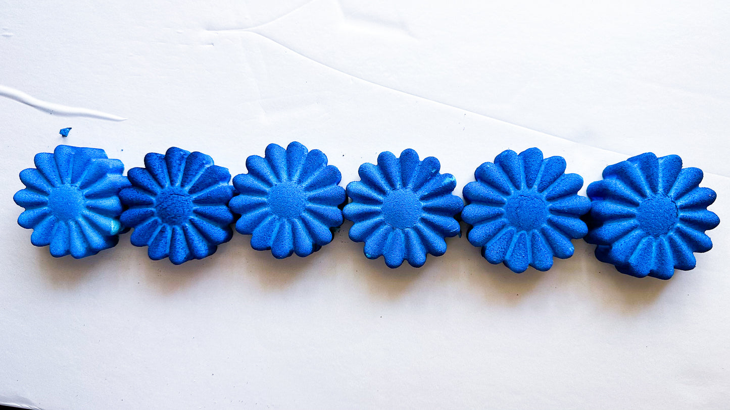 Royal Blue Spiral Flowers * Set of 6 *