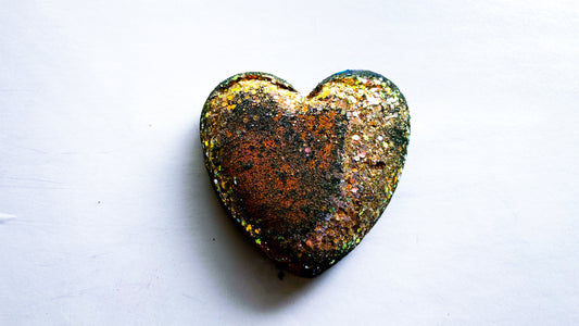 Bright Lemon Lime Glitter Medium 3D Heart