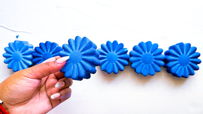 Royal Blue Spiral Flowers * Set of 6 *