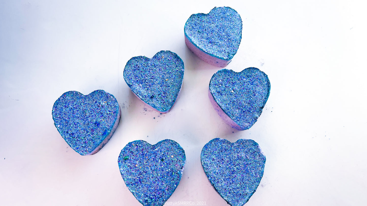 Purple Glitter Hearts ( Set of 6)