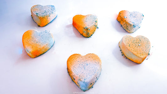 Blue | Orange Tye-Dye Hearts (Set of 6)