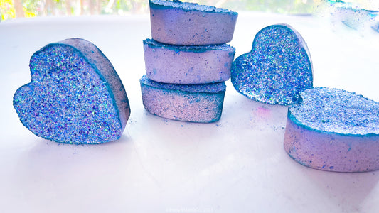 Purple Glitter Hearts ( Set of 6)