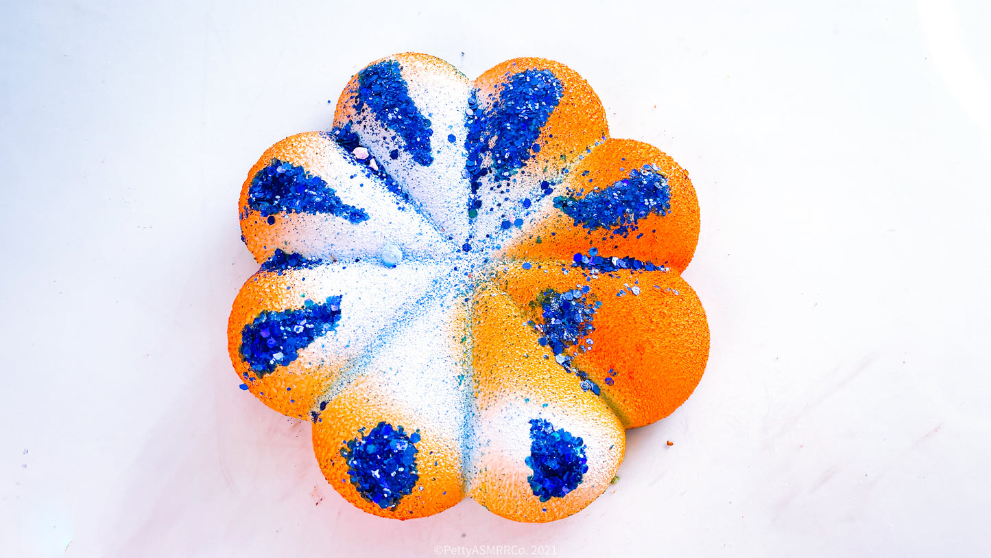 Orange / Blue Tye-Dye Spiral Bun