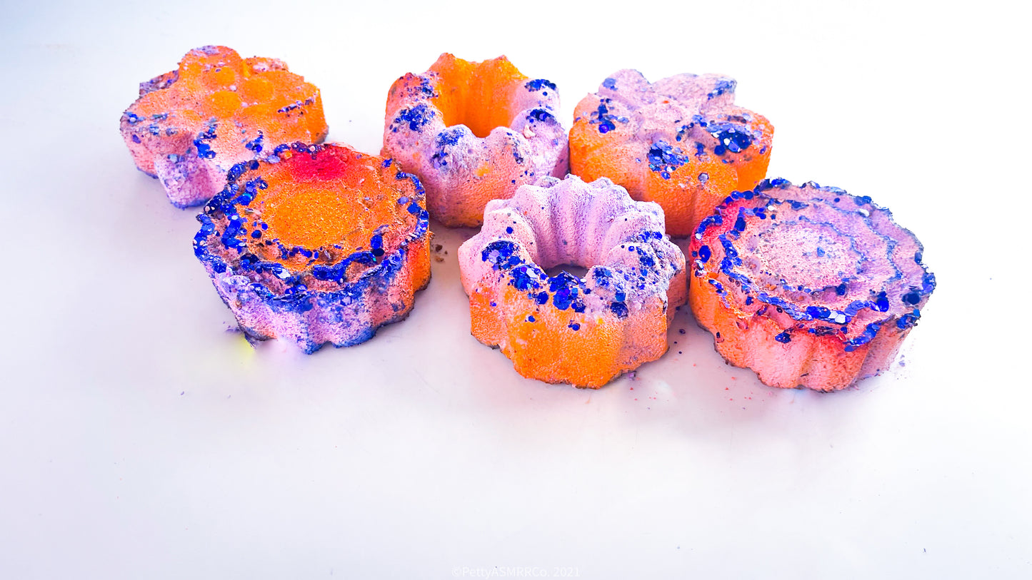 Orange | Purple Tye-Dye Glitter Bundts and Flowers ( Set of 6)