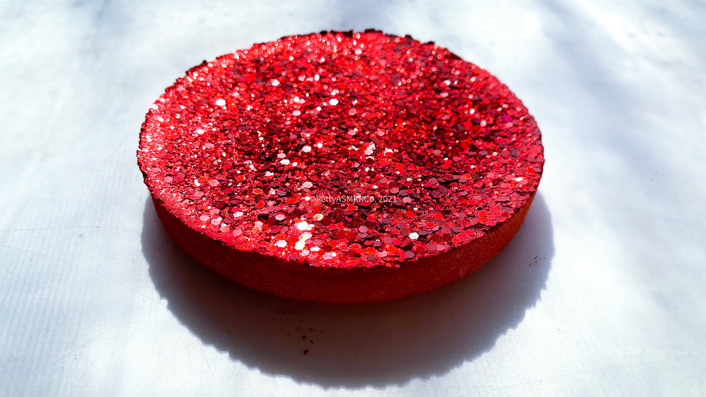 Kiss Me Red Large Glitter Round