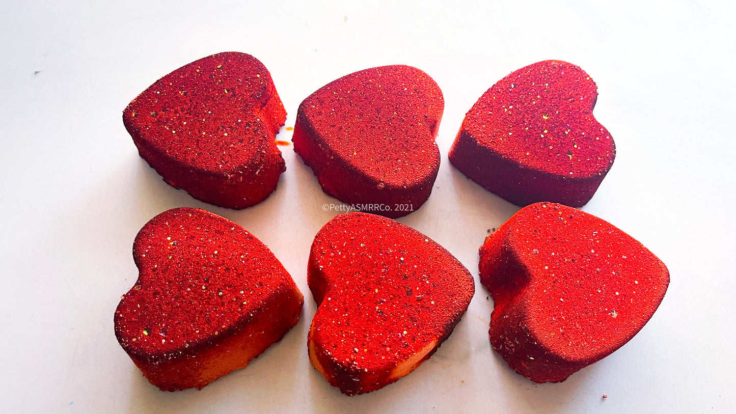 Deep Red Gold Glimmer Hearts (Set of 6)