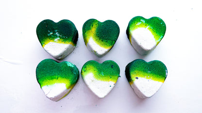 Green Burst Hearts (Set of 6)