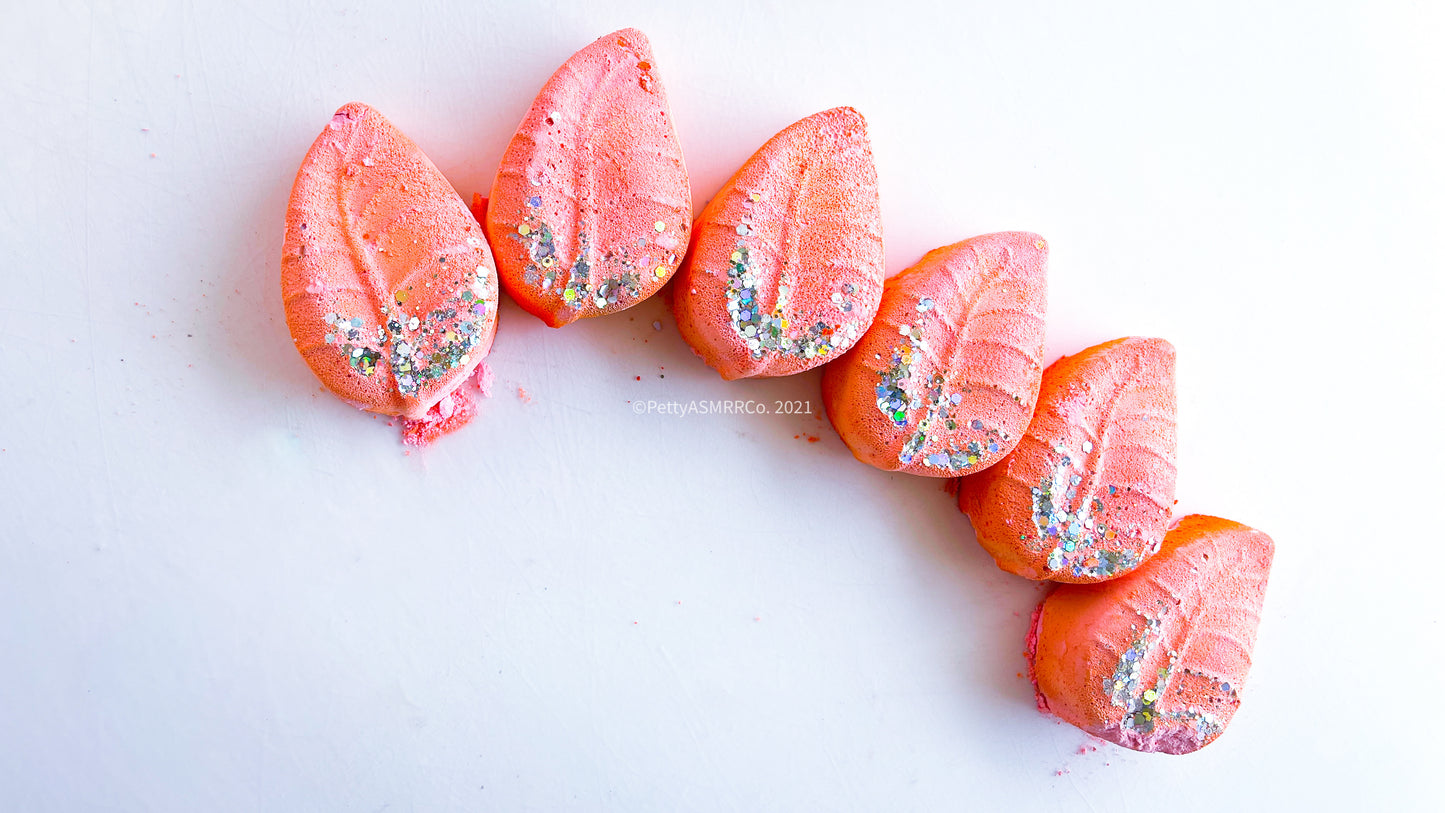 Peachy Glitter Leaves (Set of 5)