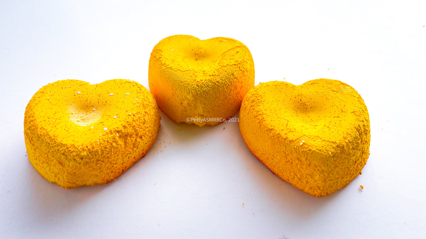 Fluffy Lemon Yellow Medium Heart Trio (Set of 3)