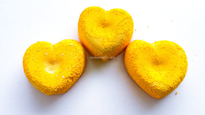 Fluffy Lemon Yellow Medium Heart Trio (Set of 3)