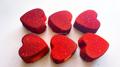 Deep Red Gold Glimmer Hearts (Set of 6)