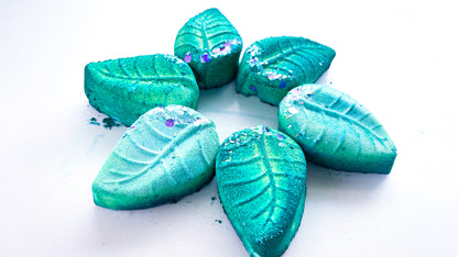 Moonlight Glow Teal Leaves (Set of 6)