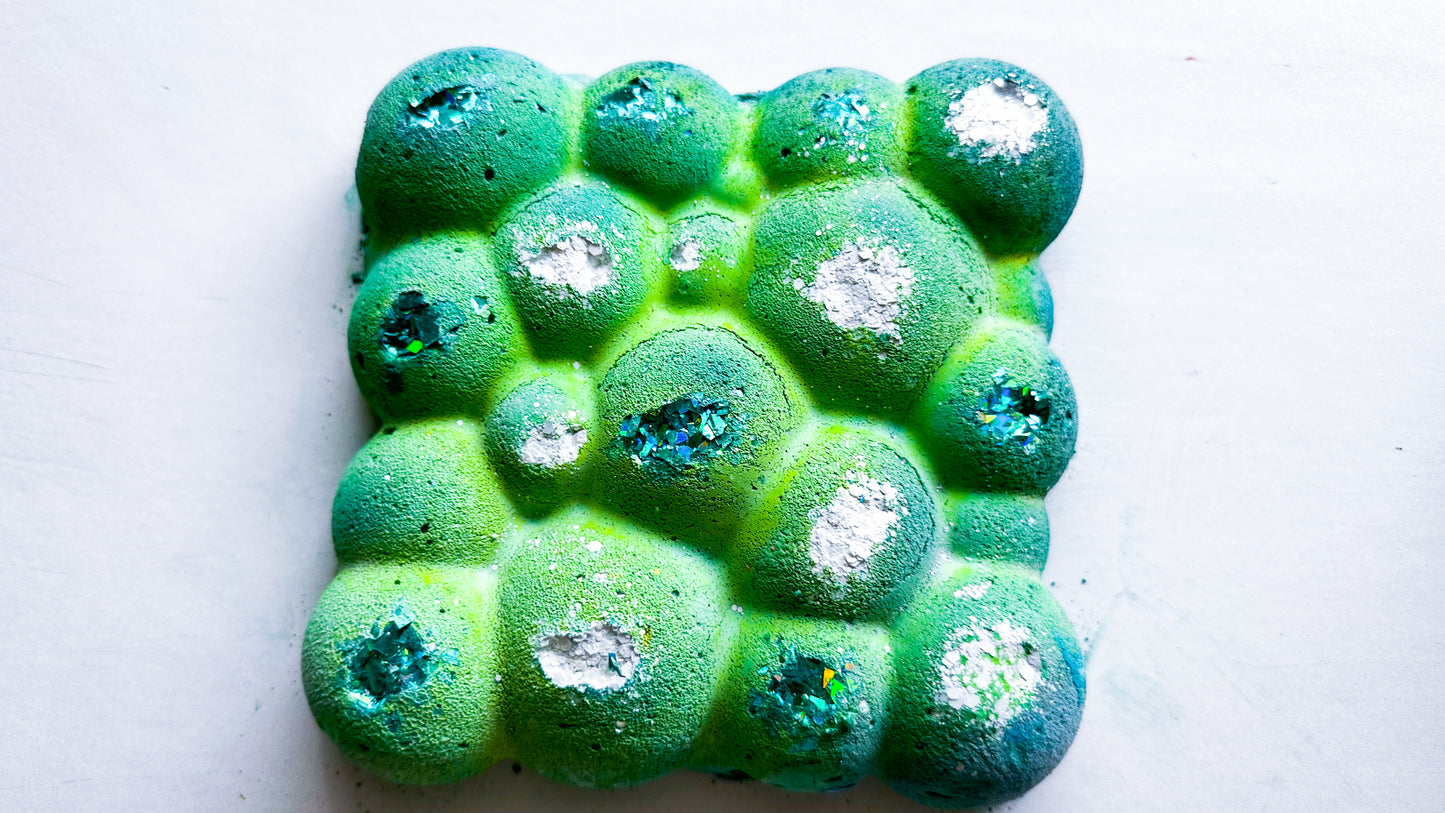 Green Large Glitter Bubble Slab