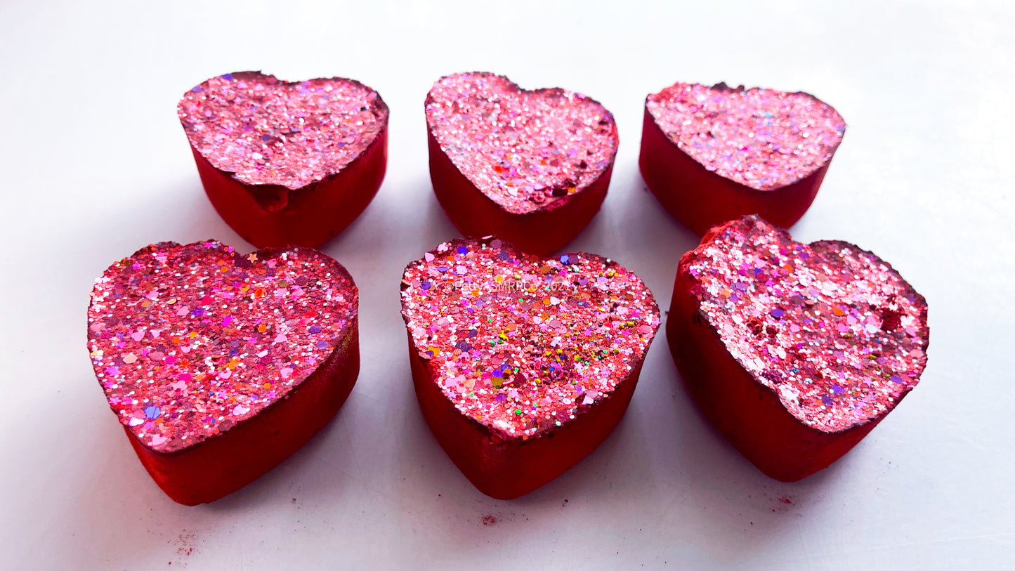 Lesbian Flag Glitter Hearts (Set of6)