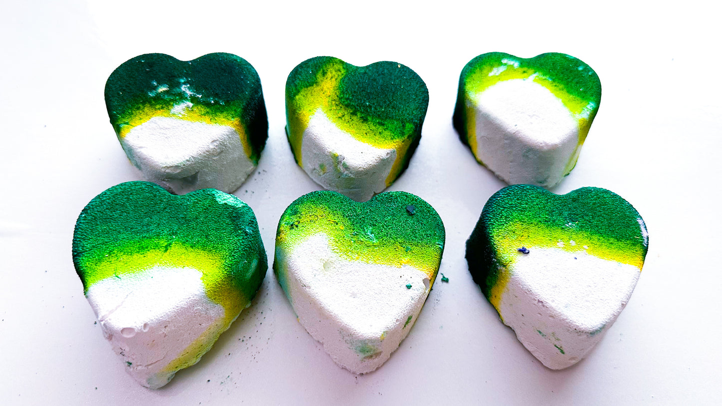 Green Burst Hearts (Set of 6)