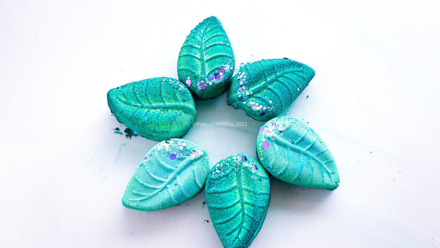 Moonlight Glow Teal Leaves (Set of 6)