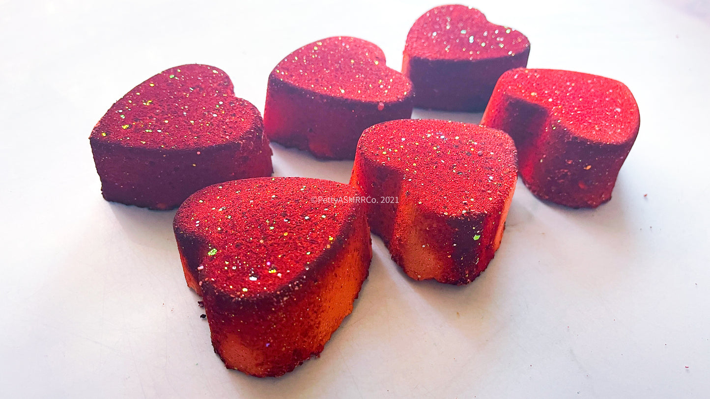 Deep Red Gold Glimmer Hearts (Set of 6)