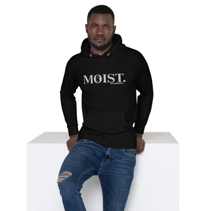 "Moist" PettyASMRRCo Unisex Hoodie (White Letters)