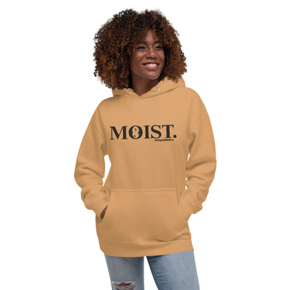 "Moist" PettyASMRRCo Unisex Hoodie (Black Letters)